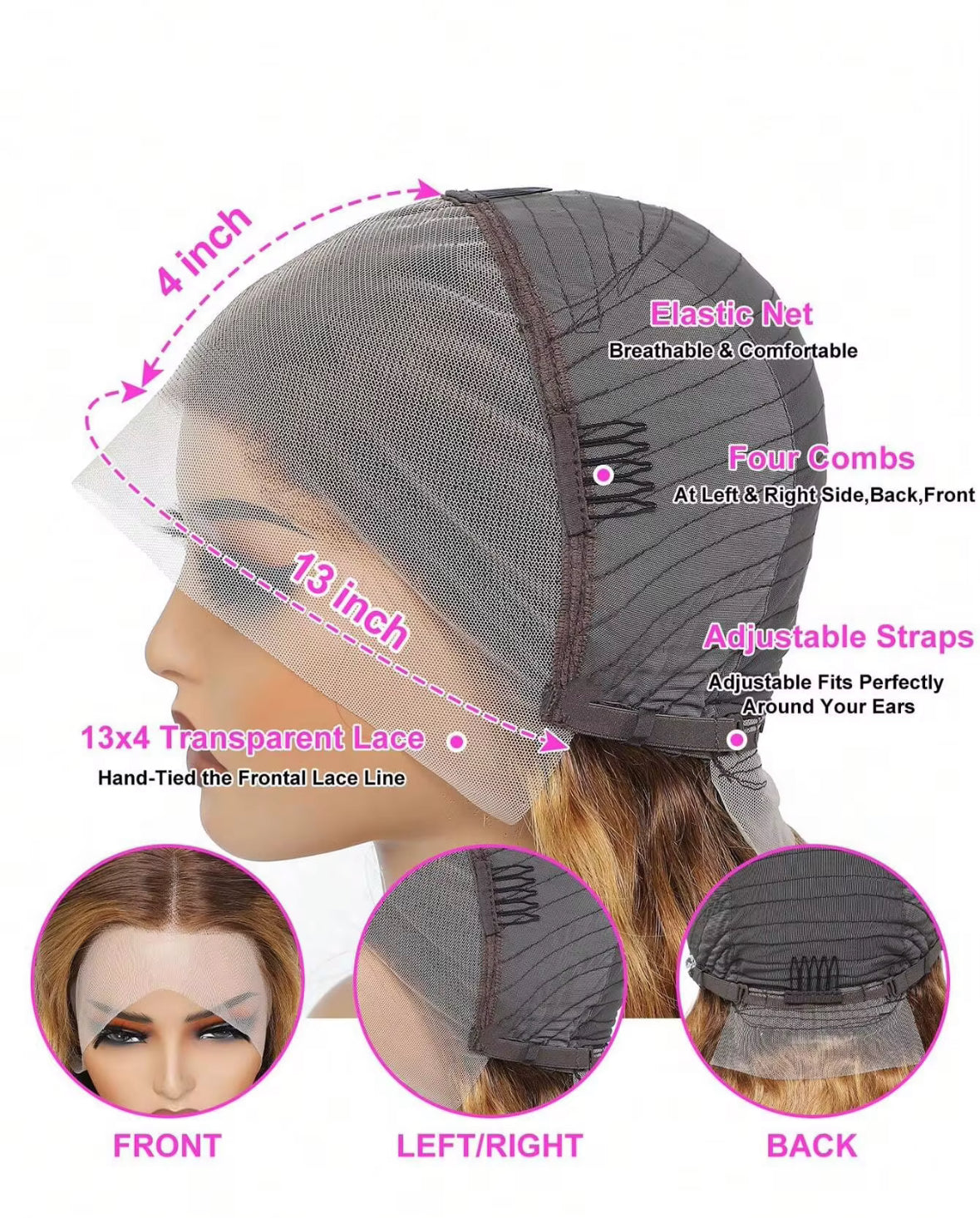 Natural Wave Highlighted Wig – 100% Human Hair | 200% Density 🌟