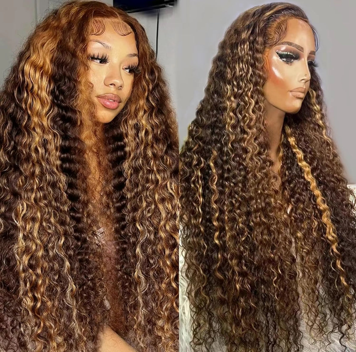 Curly Highlighted Wig – 100% Human Hair| 200% Density