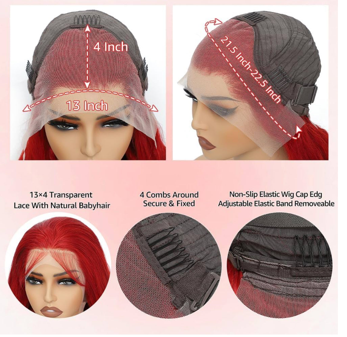Red 13x4 Transparent Lace Wig – 100% Human Hair | Bold & Full