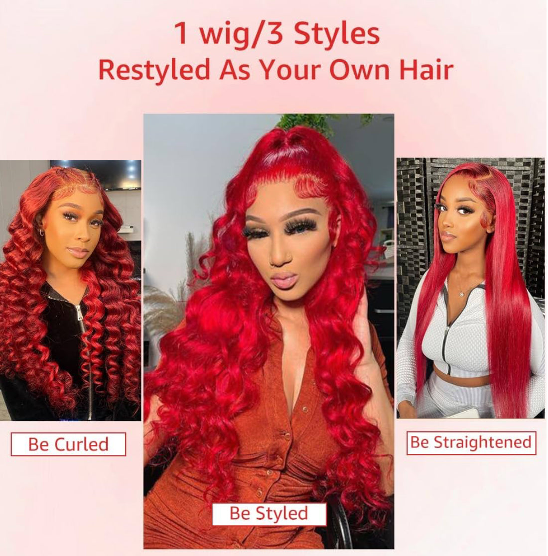 Red 13x4 Transparent Lace Wig – 100% Human Hair | Bold & Full