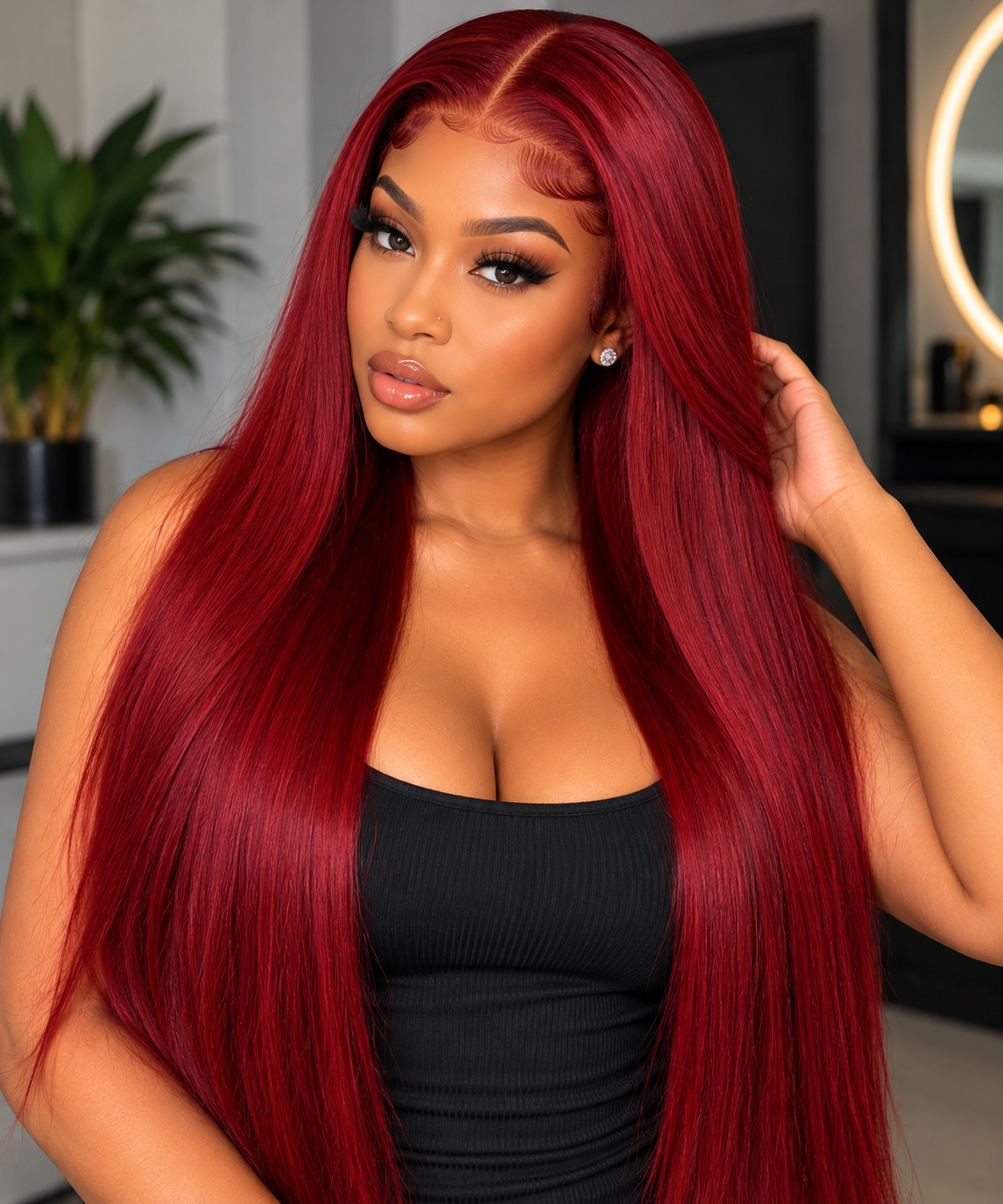 Red 13x4 Transparent Lace Wig – 100% Human Hair | Bold & Full